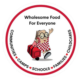 image containing the words &quot;wholesome food for everyone, communities, camps, schools, families, childcare&quot;